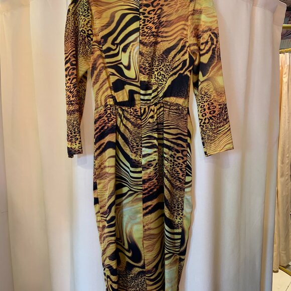 Marciano by Guess Gold Muse Animal Print Dress size S - Picture 4 of 4